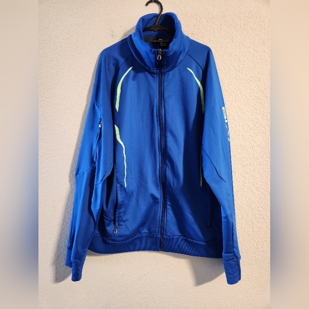 RLX Ralph Lauren Mens blue jogging track zip up sweater tech jacket size large